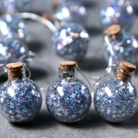 Гирлянда &laquo;Нить&raquo; 1.6 м с насадками &laquo;Шарики с серебристым конфетти&raquo;, IP20, серебристая нить, 15 LED, батарейки ААх2 (нет в комплекте), свечение белое