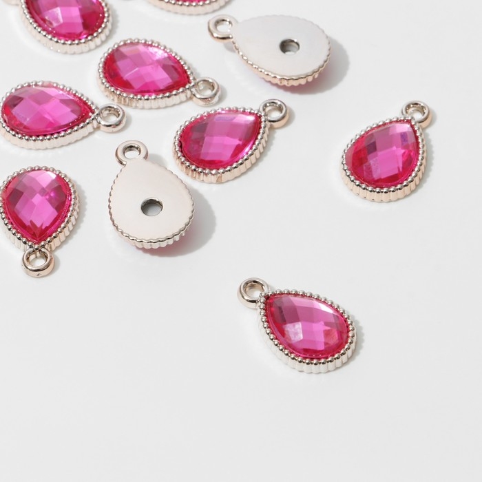 Подвеска «Капля» рифлёная 2,1×1,4×0,4 см,(набор 10 шт.), цвет ярко-розовый в золоте Подвеска «Капля» рифлёная 2,1×1,4×0,4 см,(набор 10 шт.), цвет ярко-розовый в золоте