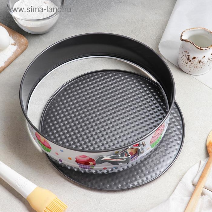 Набор форм для выпечки Доляна &laquo;Милый кондитер&raquo;, 3 предмета: d=28/26/24&times;7 см, съёмное дно, антипригарное покрытие, цвет белый