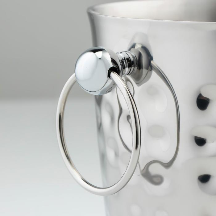 Ведро для льда из нержавеющей стали &laquo;Чеканный&raquo;, 3,5 л, 23,5&times;18,5&times;18,5 см, 201 сталь, цвет серебряный