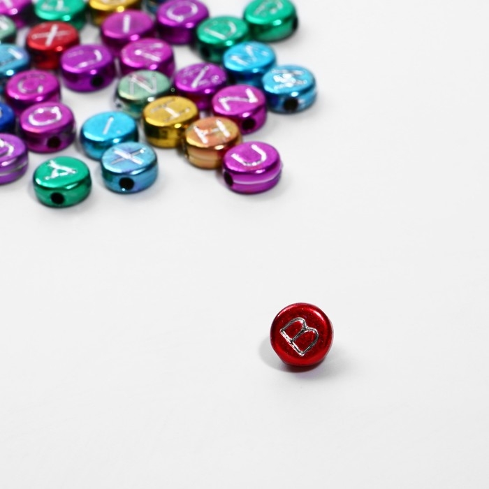 Бусина из акрила &laquo;Буквы английские&raquo; МИКС, 7&times;4 мм, (набор 10 г), цвет МИКС