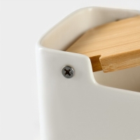 Банка для хранения сыпучих продуктов с ложкой &laquo;Эстет. Овощи&raquo;, 250 мл, с бамбуковой крышкой, фарфоровая, цвет белый