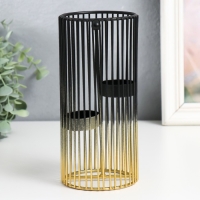 Подсвечник металл на 2 свечи "Круглая клетка" золотисто-чёрный 9,5х9,5х20 см Подсвечник металл на 2 свечи "Круглая клетка" золотисто-чёрный 9,5х9,5х20 см