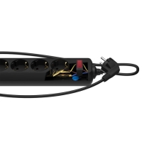 Сетевой фильтр "ФОТОН" SP 10-55ES, 5 м, 5 розеток, 10 А, с выкл, с з/к, черный