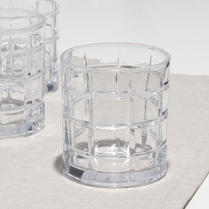 Набор низких стаканов &laquo;Квадро&raquo;, стеклянный, d=8.5 см, h=9.5 см, 320 мл, 6 шт