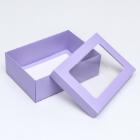 Коробка подарочная складная, упаковка, крышка-дно, с окном, сиреневая , 24 х 17 х 8 см Коробка подарочная складная, упаковка, крышка-дно, с окном, сиреневая , 24 х 17 х 8 см