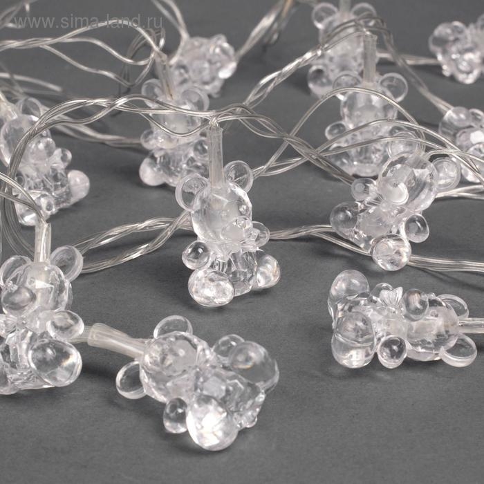 Гирлянда &laquo;Нить&raquo; 5 м с насадками &laquo;Мишки&raquo;, IP20, прозрачная нить, 20 LED, свечение мульти (RG/RB), мигание, 220 В