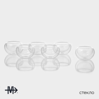 Набор пиал стеклянных с двойными стенками Magistro &laquo;Сакура&raquo;, 50 мл, 6 шт