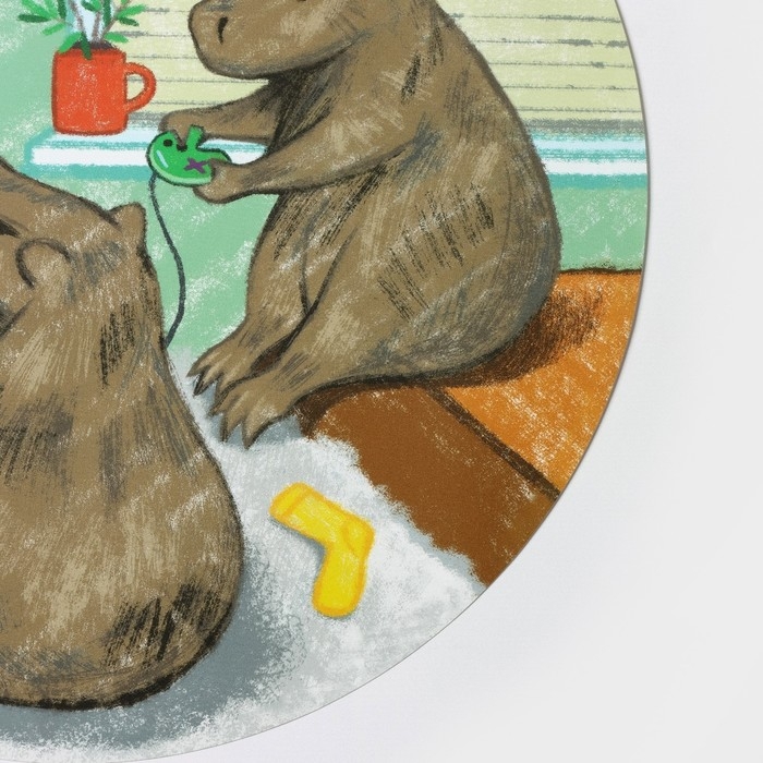 Набор салфеток сервировочных кухонных Доляна &laquo;Капибары геймеры&raquo;, 2 шт, настольное покрытие, d=36 см