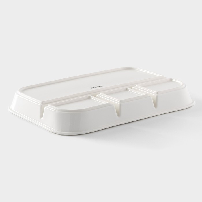 Менажница фарфоровая 4 ячейки Magistro &laquo;Бланш&raquo;, 31&times;21&times;3,5 см, цвет белый