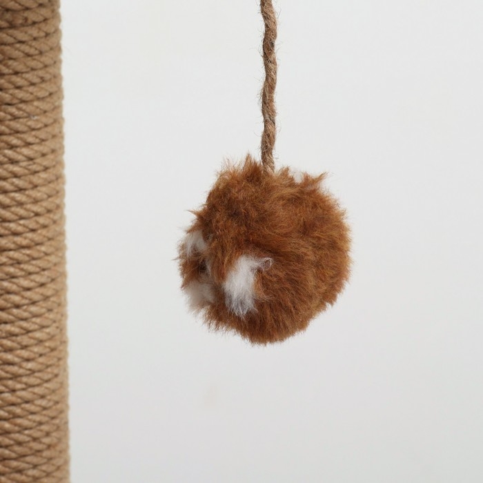 Домик для кошек с когтеточкой, двухэтажный, с окошками, 50х36х75 см, коричневая с лапками