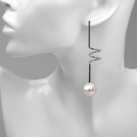 Серьги с жемчугом &laquo;Бусина&raquo; спираль мини, цвет серебро