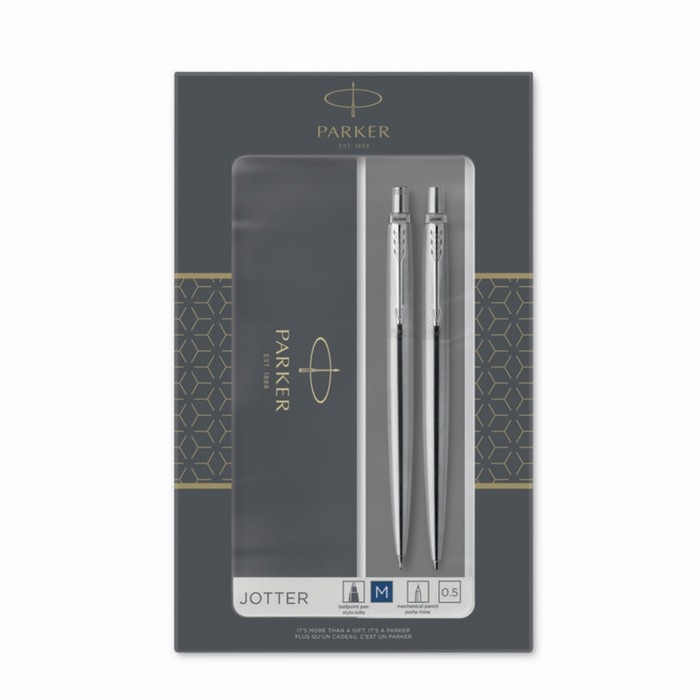 Набор Parker Jotter Core KB61 Stainless Steel CT, ручка шариковая, корпус из нержавеющей стали + карандаш механический 0.5 мм