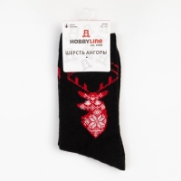 Носки женские шерстяные &laquo;Олень&raquo;, цвет чёрный, размер 36-40