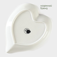 Маслёнка фарфоровая на подставке из бамбука Доляна &laquo;Эстет. Сердце&raquo;, 17&times;12,5&times;8 см, цвет белый