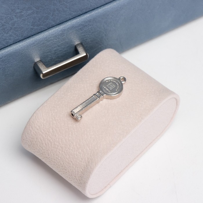 Шкатулка кожзам для украшений "Кабрина" синяя 30,5х20х13,5 см