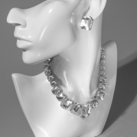 Набор 4 предмета: серьги, колье, браслет, кольцо &laquo;Вечерний&raquo; объём, белый в серебре