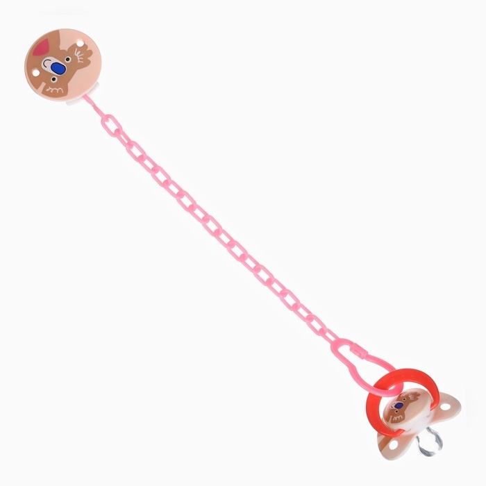 Набор: Соска - пустышка с держателем &laquo;Коала&raquo;, классичекая, +6 мес, цвет коралловый