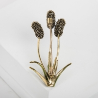 Брошь &laquo;Камыш&raquo;, цвет фиолетово-зелёный в золоте