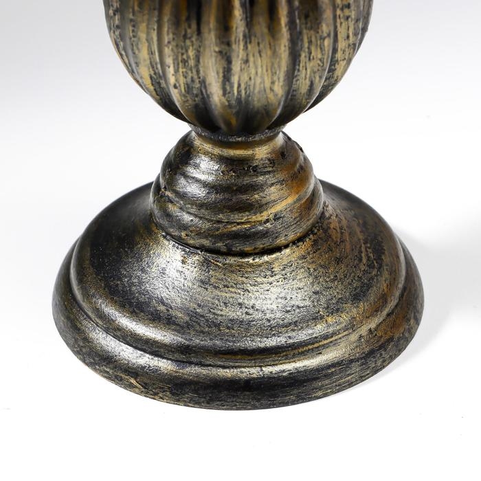 Подсвечник дерево на 1 свечу "Фердинанд" чёрный с золотой  патиной 28х10,5х10,5 см