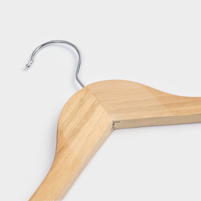 Плечики - вешалки для брюк и юбок Доляна, 45&times;27 см, 3 шт, с зажимами, деревянные сорт С, широкие плечики