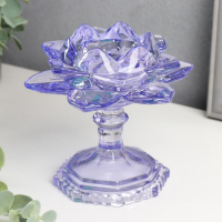Подсвечник стекло на 1 свечу "Лотос на ножке" синий 12,5х12х12 см Подсвечник стекло на 1 свечу "Лотос на ножке" синий 12,5х12х12 см