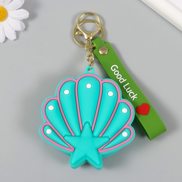 Брелок кошелёк с карабином, ремешком силикон Брелок кошелёк с карабином, ремешком силикон "Ракушка со звёздочкой" 3,5х10,3х10,5 см