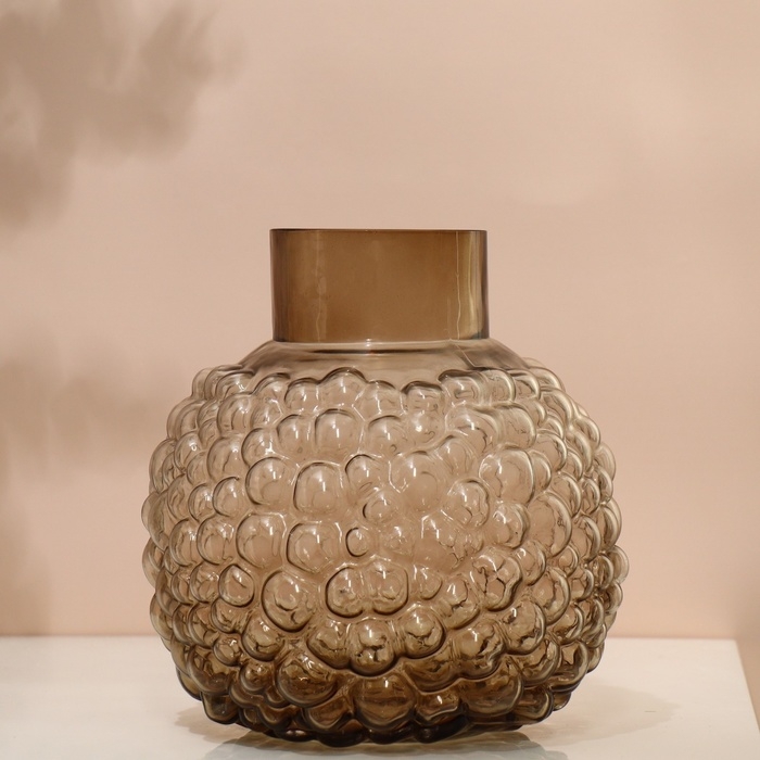 Ваза для цветов &laquo;Мальва&raquo; из темного прозрачного стекла 20 х 18 х 18 см