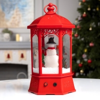 Светодиодная фигура &laquo;Фонарь со снеговиком&raquo; 20 &times; 27 &times; 20 см, пластик, батарейки ААх3 (не в комплекте), USB, свечение белое