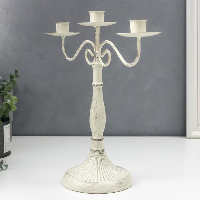 Подсвечник металл на 3 свечи Подсвечник металл на 3 свечи "Прованс" белый состаренный 31х13х30 см