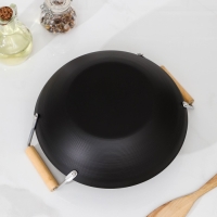 Сковорода-WOK Доляна &laquo;Жаклин&raquo;, d=24,5 см, деревянные ручки, цвет чёрный