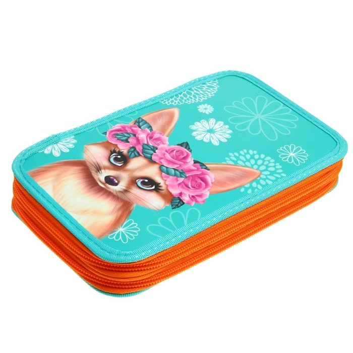 Пенал 2 секции, 125 х 205 х 40 мм, Calligrata 30П26/2 Пенал 2 секции, 125 х 205 х 40 мм, Calligrata 30П26/2 "Лиса", ламинированный картон