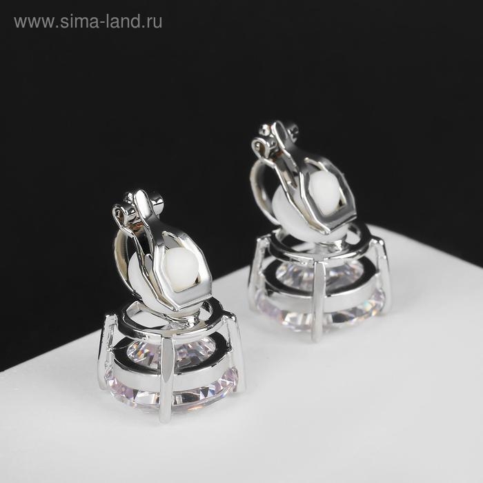 Клипсы &laquo;Вечеринка&raquo; крупные кристаллы, цвет белый в серебре