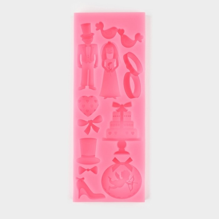 Молд &laquo;Свадебная атрибутика&raquo;, силикон, 16&times;6&times;0,9 см, цвет розовый