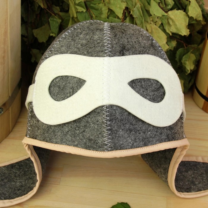 Шапка для бани Шапка для бани "Летчик" войлок, серая