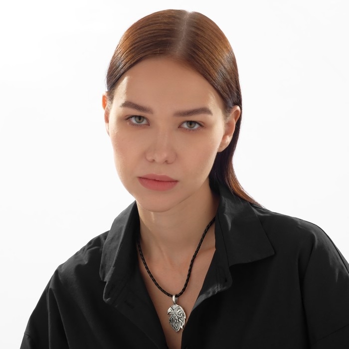 Кулон-оберег &laquo;Орёл&raquo; защитник, цвет чернёное серебро на чёрном шнурке, 60 см