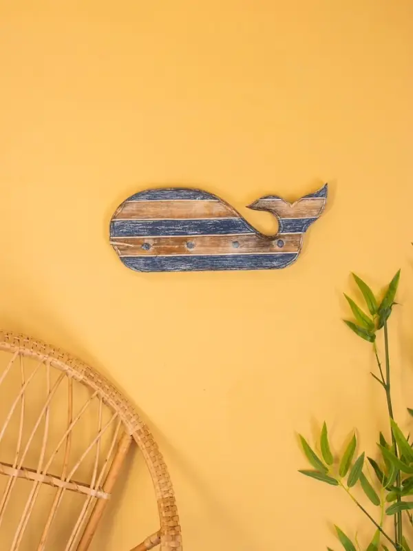 Вешалка "Кит" с 3 крючками, дерево 44х2х18 см, цв. синий