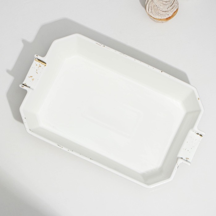 Мармит из жаропрочной керамики прямоугольный, 2 л, 41&times;22,5&times;13 см, цвет белый