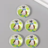 Кабошон стекло для творчества "Круг. Олуша" 3х3 см