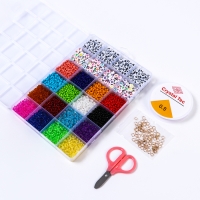 Набор для создания украшений, набор 24 цвета,1 шт. &mdash; 3 мм, 400 букв, леска, фурнитура, ножницы