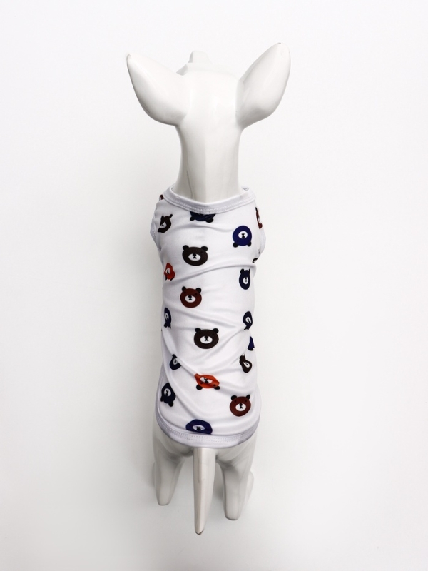 Футболка для животных "Мишка", L (ДС 34, ОГ 46 см), белая