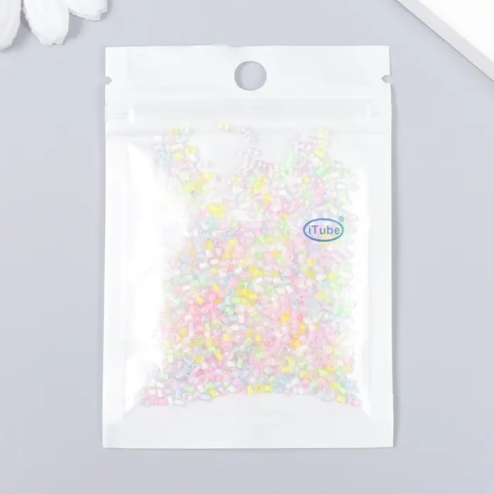 Бисер стекло 12/0 "Прозрачный. Цветная серединка. Конфеты" 10 гр