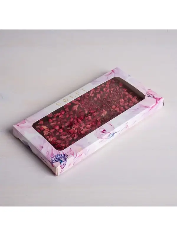 Коробка для шоколада, кондитерская упаковка с окном, Sweet, 17.3 х 8.8 х 1.5 см