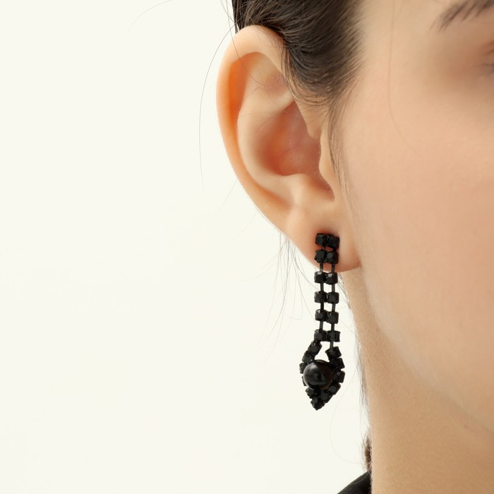 Набор 2 предмета: серьги, колье &laquo;Вернисаж&raquo; шарики, цвет чёрный, 30 см