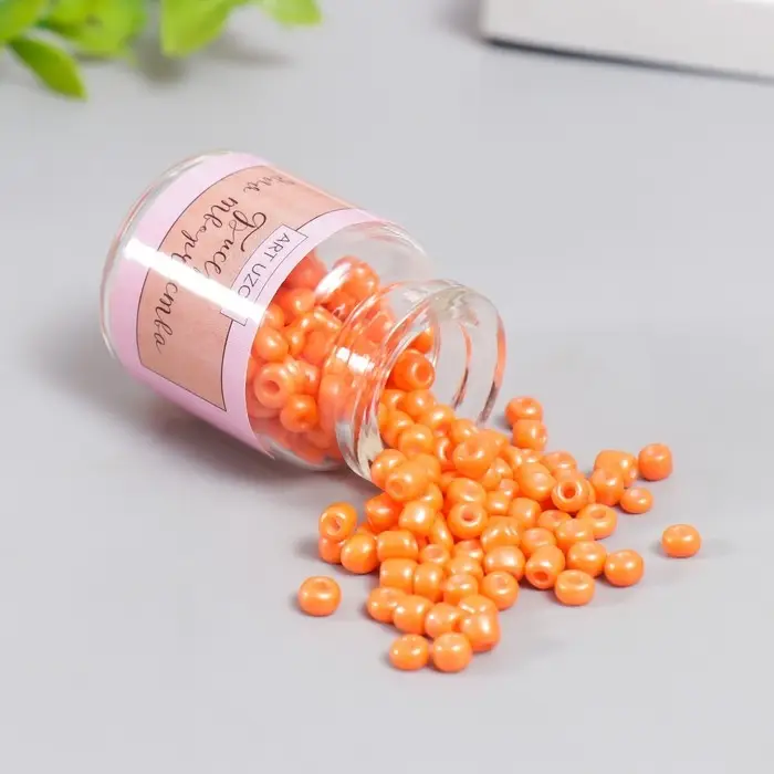 Бисер круглый 6/0 в бутылочке "Оранжевый апельсин" 20 гр