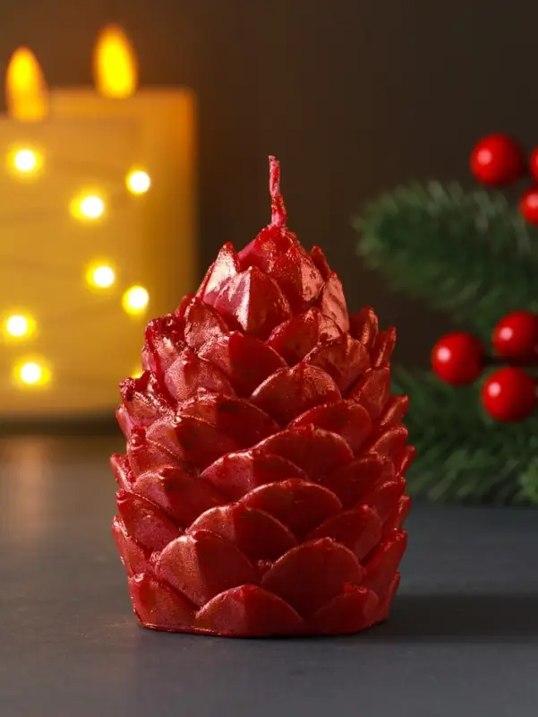 Свеча "Шишка 70*75 мм декор