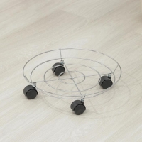 Подставка для цветов на колёсиках Доляна, 32&times;32&times;10 см, цвет хром