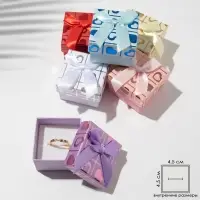 Коробочка подарочная под кольцо/серьги &laquo;Сердца&raquo;, 5&times;5 (размер полезной части 4.5&times;4.5 см), МИКС, вставка белая