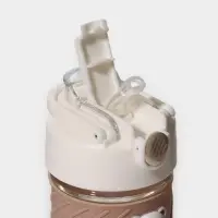 Бутылка для воды стеклянная, с крышкой и трубочкой &laquo;Бьорн&raquo;, 400 мл, цвет бежевый