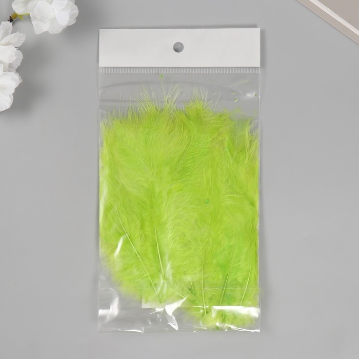 Перо декоративное гусиное пуховое Перо декоративное гусиное пуховое "Ярко-зелёное" набор 40 шт h=10-15 см